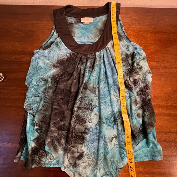 Y2K Blue Black Velvet Burnout Top Indie Going Out Top Forest Fairy Grunge Small - Picture 7 of 10